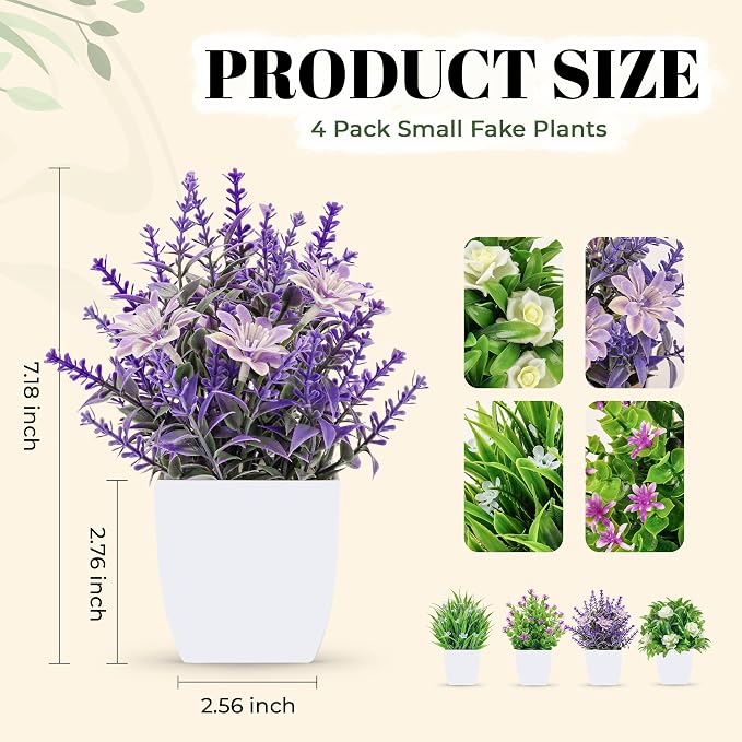 Der Rose 4 Pack Fake Flowers Fake Plants - Image 3