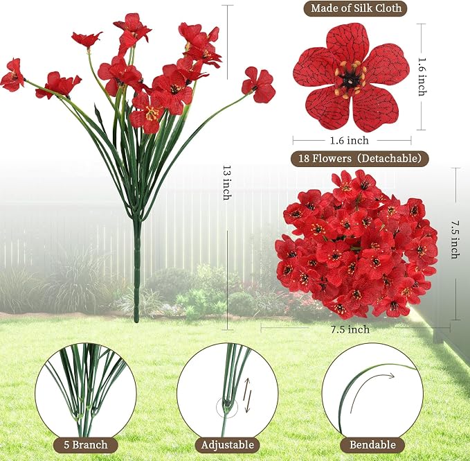 ColoPlay 24 Bundles Red Artificial Flowers - Image 2