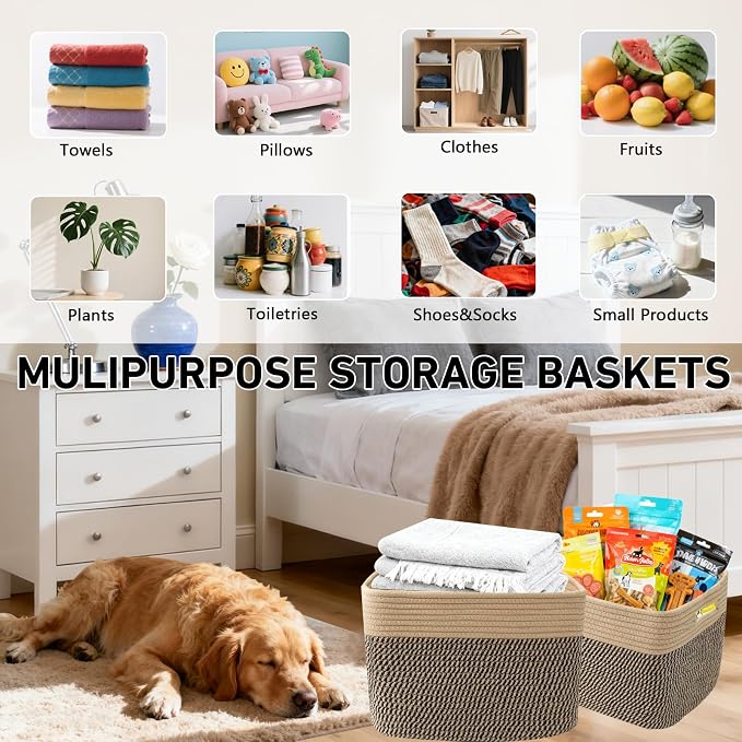 3 Pack Woven Baskets, Storage Baskets - Image 5