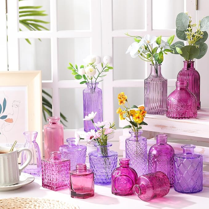 Yaomiao 30 Pcs Glass Bud Vases Centerpieces, Mini Colored Flower Vase - Image 6