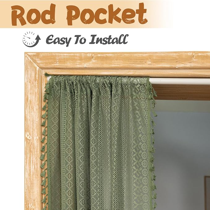 Sutuo Home Olive Green Boho Doorway Curtains - Image 4