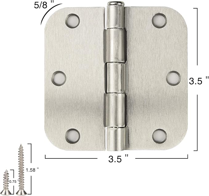 18 Pack Interior Brushed Nickel Door Hinges 3.5" - Image 2