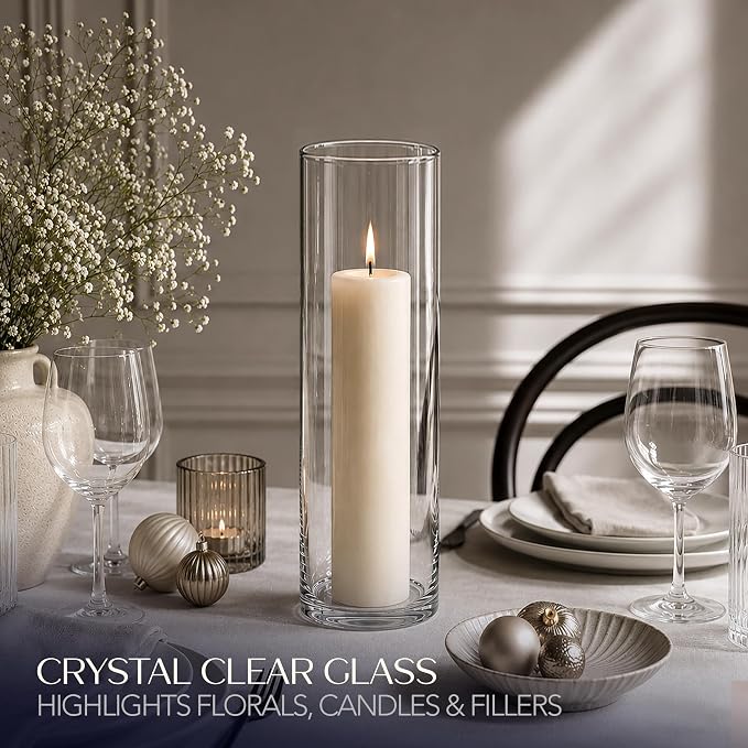 Royal Imports Glass Cylinder Flower Vase 4" Wide x 14" Tall, Floating & Votive - Image 3