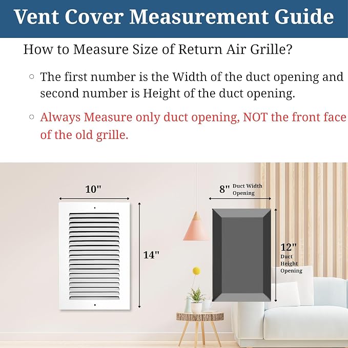 8 x 12 Inch Return Air Vent Cover, Solid Steel HVAC Grille - Image 2
