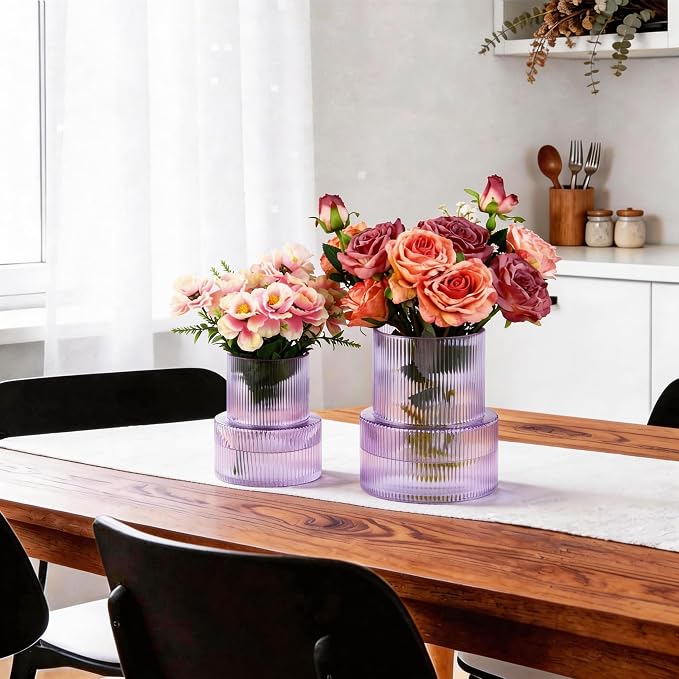 Ribbed Glass Vases for Bouquet, Modern Vase for Living Room, Coffe Table - Image 6