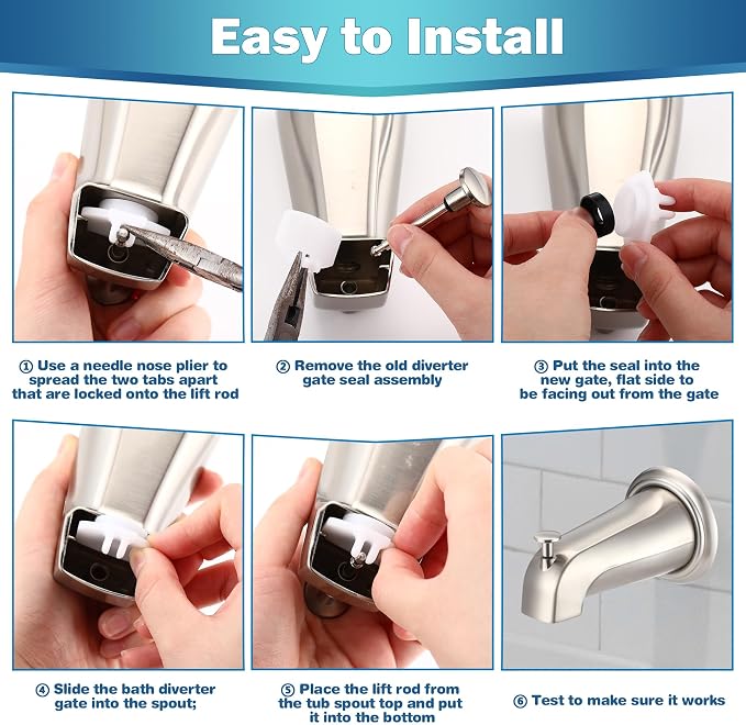 Enhon 2 Set Tub Spout Diverter Repair Kit | Includes 2 x Diverter Valve Stems - Image 7