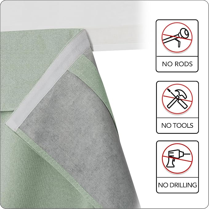 RYB HOME Linen Door Window Curtains W30 x L69, Light Green, 1 Panel - Image 6