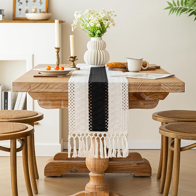 Farmhouse Table Runner for Home Decor 12x72 Black Fall Home Decor | 72Inches - Image 2