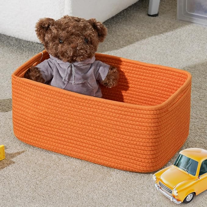 3 Pack Storage Baskets for Organizing, 13.7×9.5×6.3", Cotton Rope Basket for - Image 5
