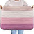 OIAHOMY Large Blanket Basket, 65L Cotton Rope Woven Laundry Basket, Toy Bin by MasterofSpaceOptimization