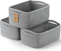3 Pack Small Storage Baskets for Organizing, 11.8×7.8×5.1", Cotton Rope Basket by MaxuniTechLife