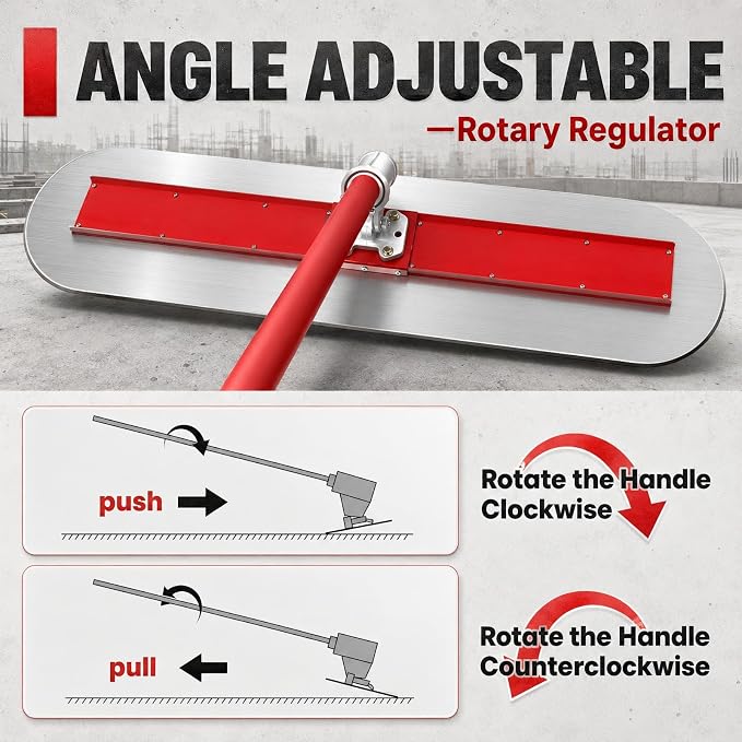 48" x 12" Thickened Stainless Steel Concrete Bull Float Tool Kit, Fresno - Image 7