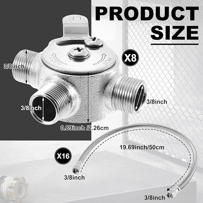 Yaocom 8 Pcs 3/8" Manual Mixing Valve Hot Cold Water Temperature Mixer - Image 2