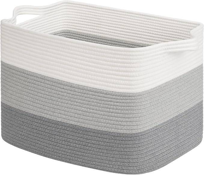 Goodpick 50L Large Woven Storage Basket, Gradient Gray | Stylish Gift Basket by Goodpick