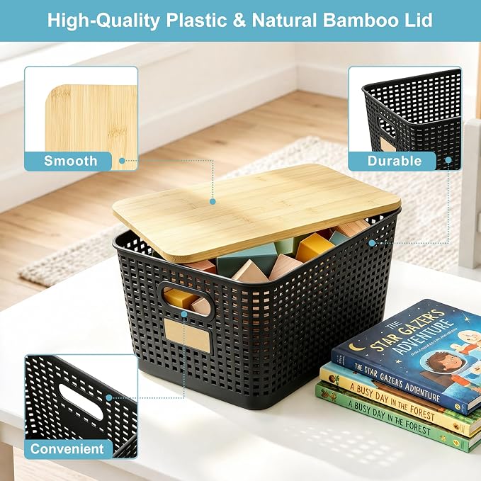2 Pack Tall Plastic Storage Bins - Image 2