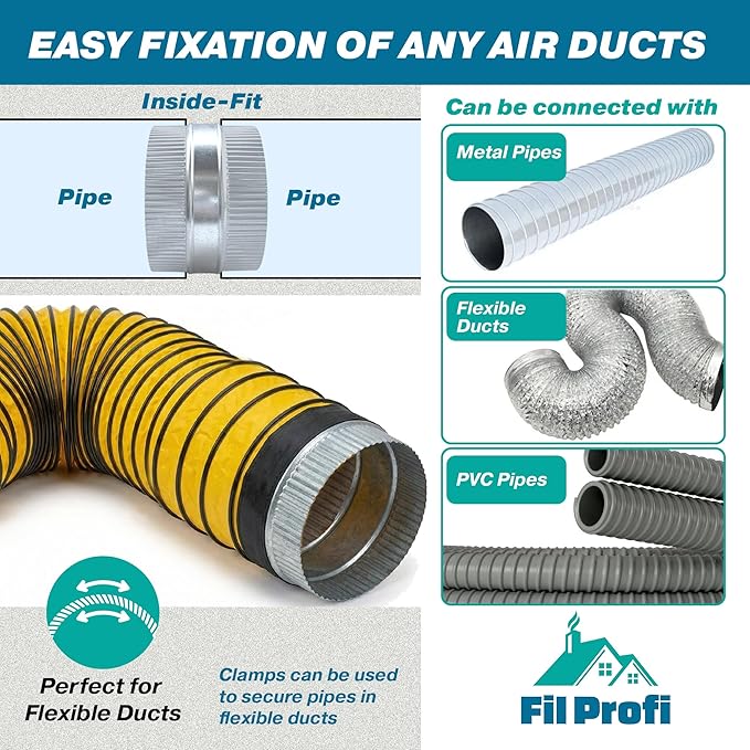Inside-Fit. 5 Inch Diameter. Round Duct Coupling Sleeve, Galvanized Steel — - Image 3