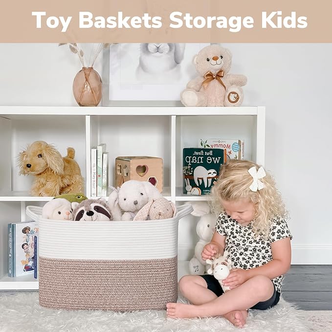Goodpick 50L Large Woven Storage Basket, Cotton Rope Baskets - Image 4