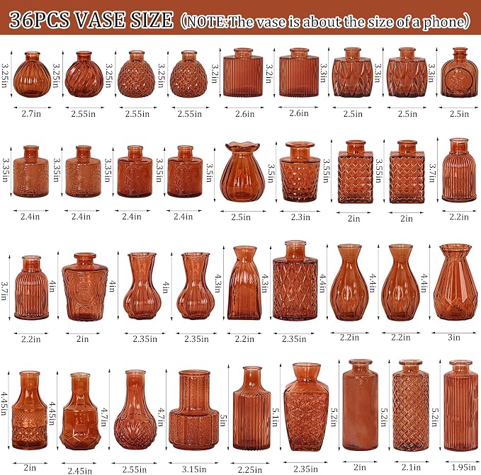 36Pcs Bud Vases Set Small Vintage Glass Bottles Bud Vases in Bulk Multiple - Image 2