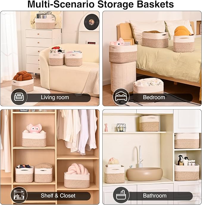 ICERZCZ Storage Baskets for Shelves, Woven Storage Basket, Bins for Cube Storage - Image 5