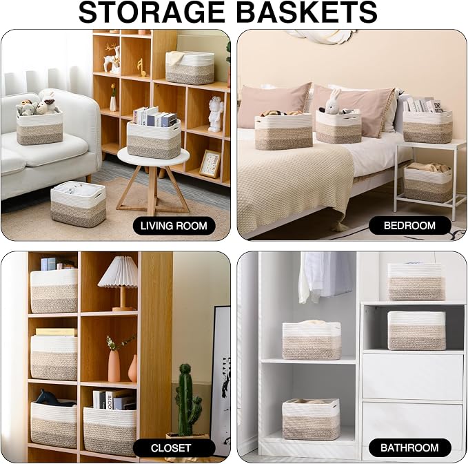 ICERZCZ Shelf Baskets for Organizing, Storage Baskets for Shelves, Woven - Image 4