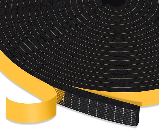Thin Foam Tape Insulation for Windows & Small Gaps, 1/2x1/8In | Thin & low by Trisiki