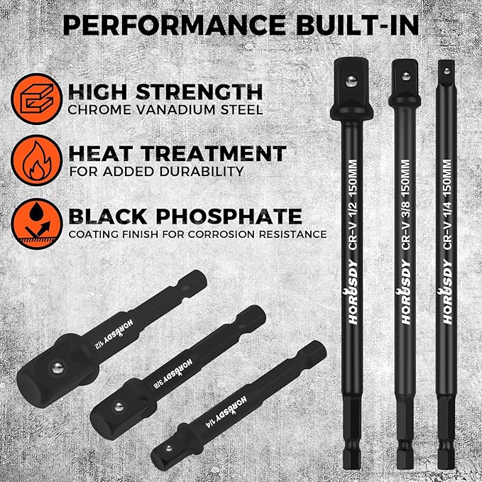 HORUSDY 11-Piece Impact Socket Adapter Set, 1/4-Inch Hex Shank, Cr-V Steel High - Image 6