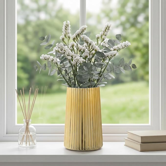 Gold Glass Vase for Flower, Flower Vase for Bouquet, Modern Glass Vases - Image 3