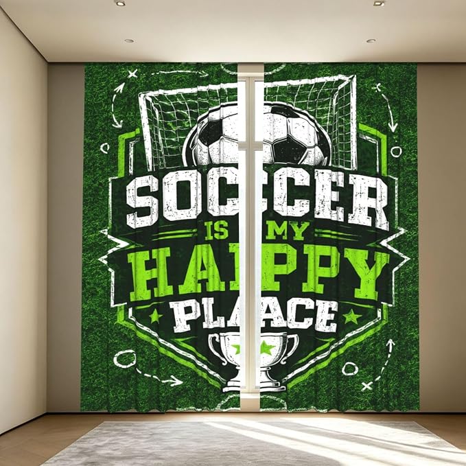Soccer Happy Place Trophy Design Window Curtains 2 Panels Set, 52 X 84 Inch by Unknown