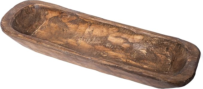 Decorative Wooden Dough Bowl Decor Approx 20 Inch, Hand Carved Spanish Oak | by MainEventUSA