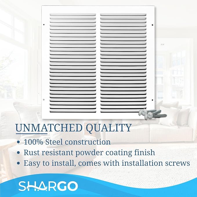 12x12 Air Return Vent Cover, Solid Steel White, 20 Pack - Image 7