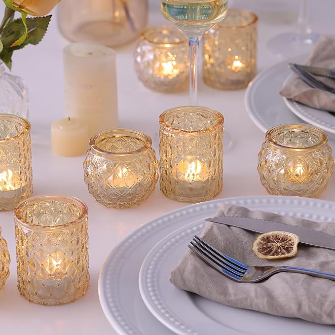 NITIME 36 Pcs Assorted Gold Votive Candle Holders, Tea Light Candle Holder Glass - Image 5