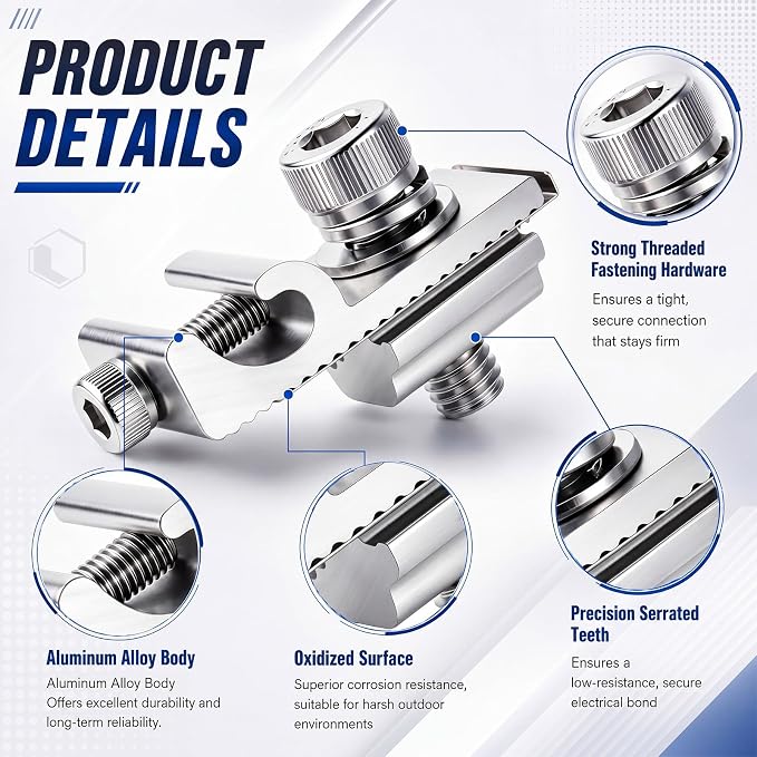 Hicarer 60 Pcs Grounding Lug 6.7mm Aluminium Alloy Rail Connector - Image 3