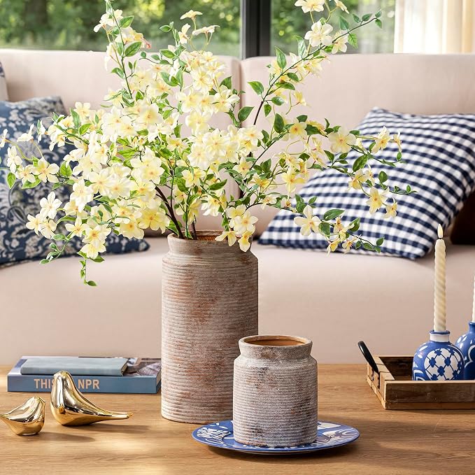 Ceramic Flower Vase 7.5 inch Farmhouse Rustic Vase - Image 9
