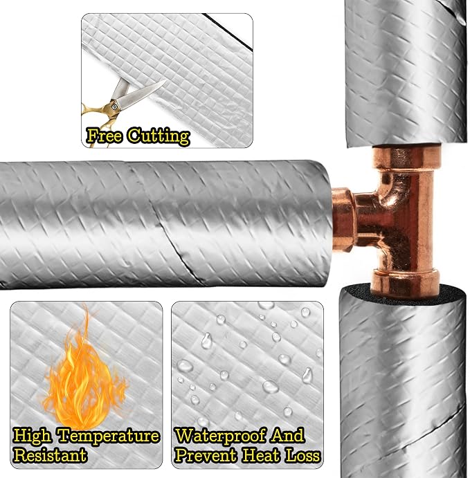 32.8 FT Pipe Insulation Wrap, Foil Pipe Wrap Insulation Tape Self Adhesive - Image 3