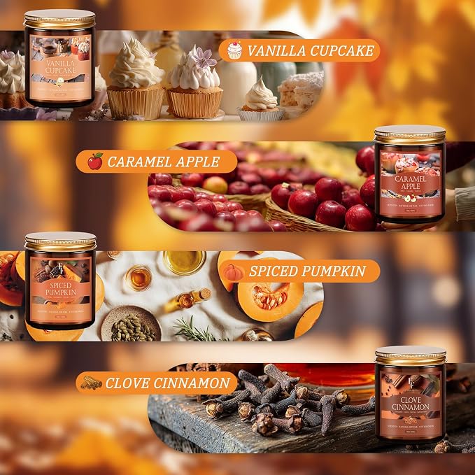 Fall Candles Set, 4 Pack Candles - Image 3