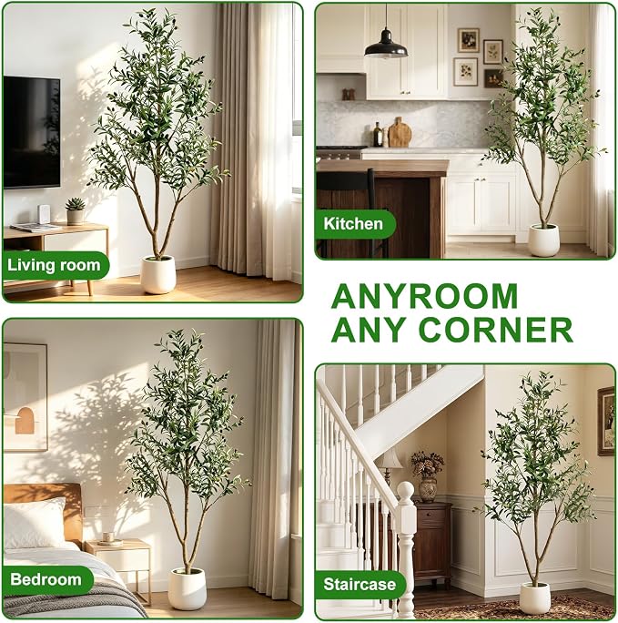 6FT Artificial Olive Tree with Lights & Planter, Realistic Faux Olive Plant | - Image 5