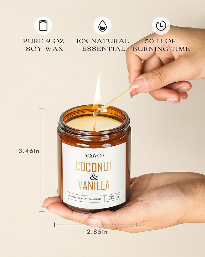 AOOVOO Coconut Vanilla Candles - 36 oz Scented Candles - Image 4