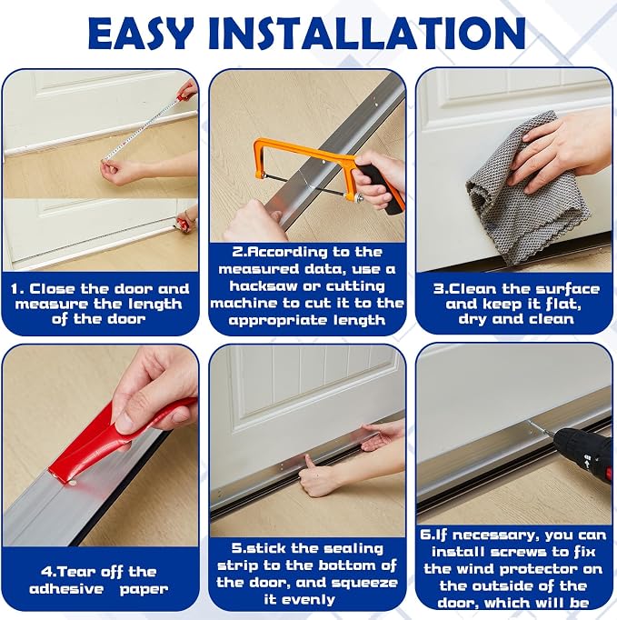 Gisafai 2 Pcs 48 Inches Door Mouse Stopper, Metal Sweep, Weather Seal - Image 4