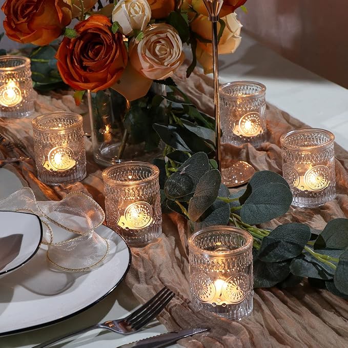 DEVI 24pcs Clear Glass Votive Candle Holders, Vintage Candle Holder - Image 3