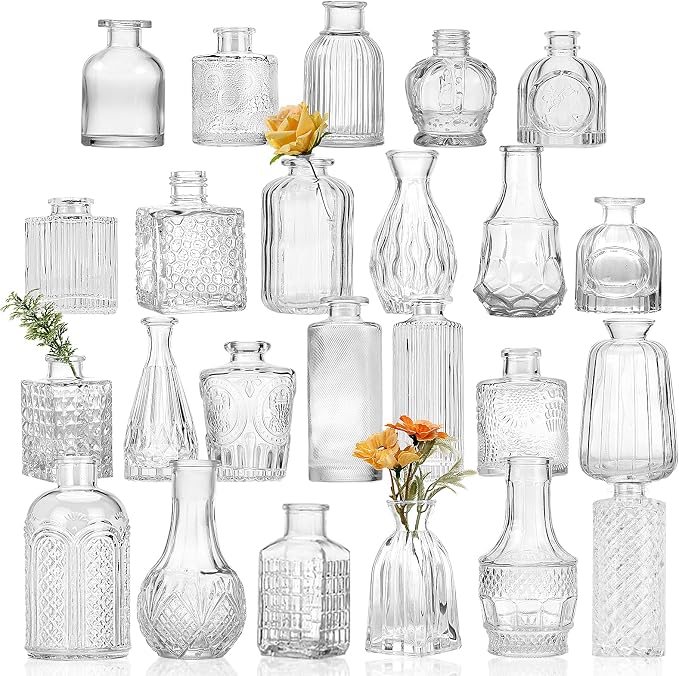 CUCUMI 24pcs Bud Vases for Centerpieces, Wedding Rustic Home Table Decor by CUCUMI