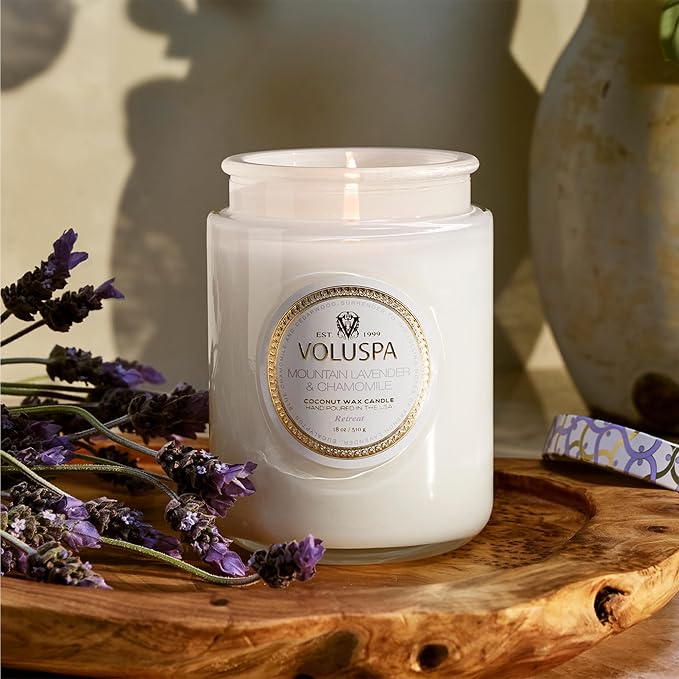 Voluspa Mountain Lavender Chamomile Candle Jar, 18 oz | Coconut Wax Blend - Image 2