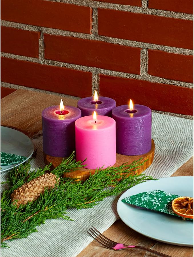 3x3 Inch Advent Pillar Candles Set of 4 - Image 4