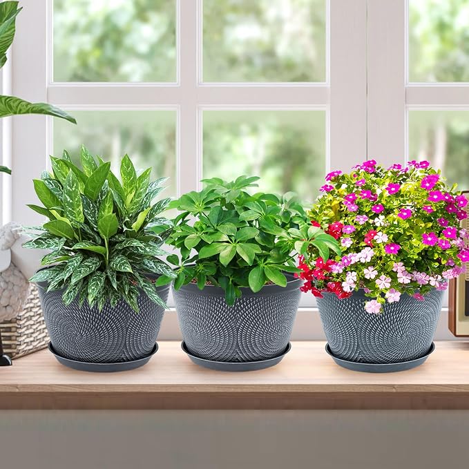 Quarut Flower Pots for Outdoor, Plastic Plant Pots - Image 5