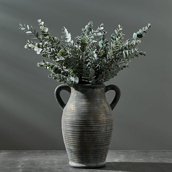 Vaseking Ceramic Rustic Vase, 9.8 inch Farmhouse Vases Home Decor, Bronze | by Vaseking