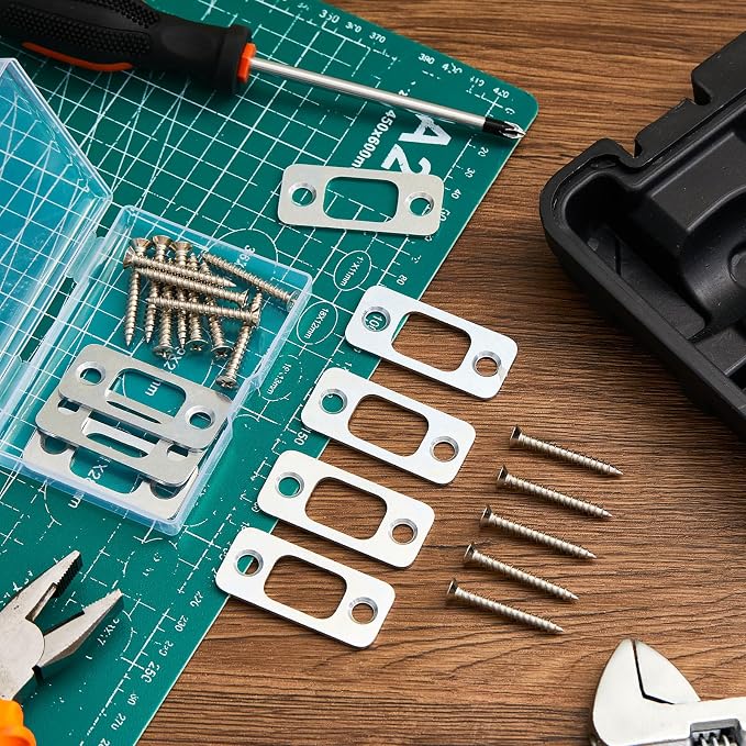 Blulu 8 Pcs 1" x 2-1/4" Door Deadbolt Strike Plate - Image 7
