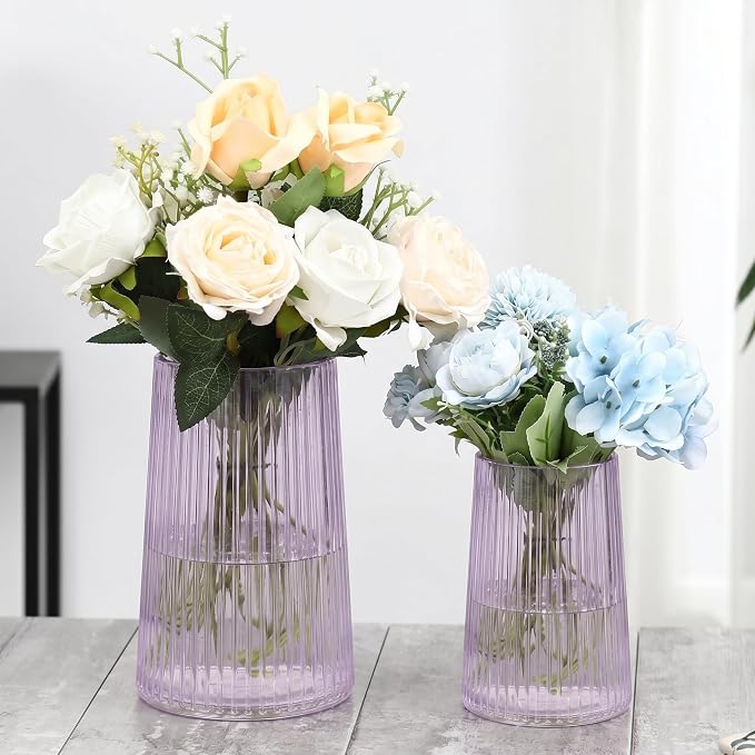 Ribbed Flower Vases Set of 2, Flower Vase by MARTAGE