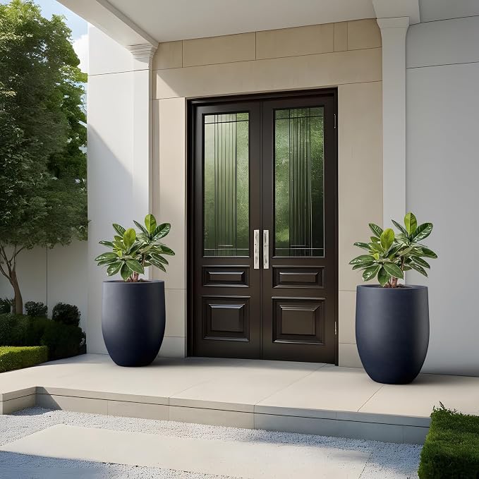 Kante Charcoal Concrete Planter 21.7" Tall All-Weather Round Large Pot - Image 4