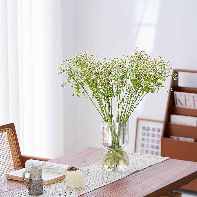 7.5 inch Vase for Flowers, Hourglass Bud Flower Vase for Bookshelf, Dinner Table - Image 4