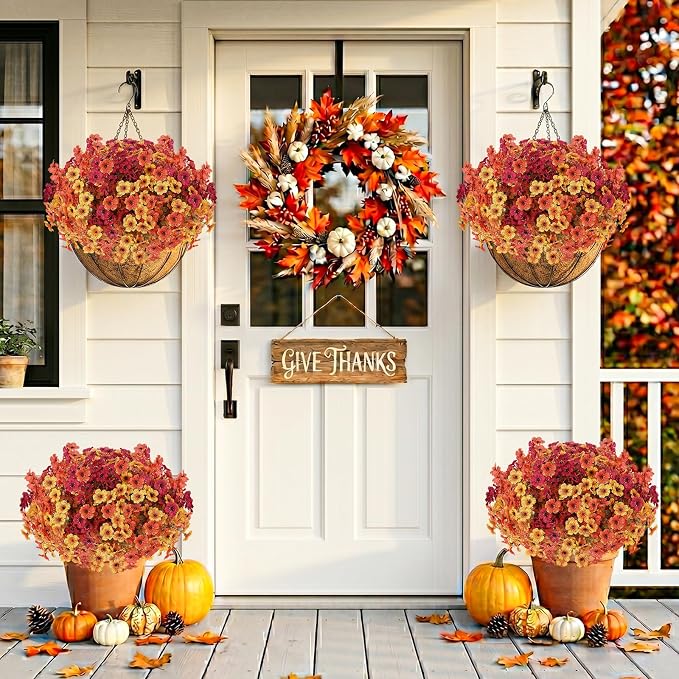 Artificial Flowers Fake Plants for Outdoors Spring Decoration, 13 Bundles Silk - Image 6