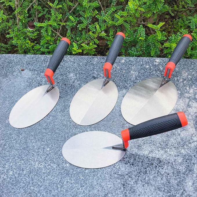 4 Pcs Oval Point Brick Trowel Set, 6/7/8/9" Carbon Steel - Image 5